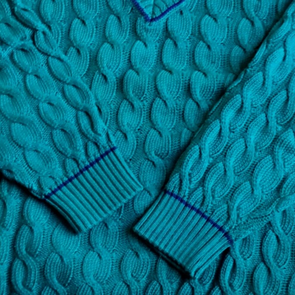 Paul & Shark green cabled V neck cotton pullover Sz XL made in Italy 🇮🇹 - Picture 2 of 7